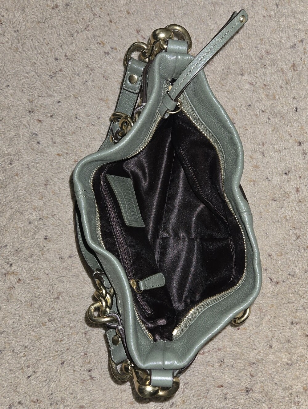 Coach Brooke Green Hobo Leather Handbag Purse Bag - Picture 6 of 9